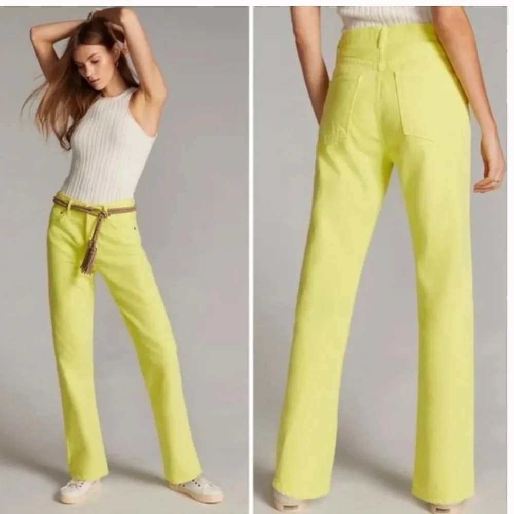 Agolde 90's Pinch Waist Neon Yellow High Rise Straight Leg Jeans 24 A154B-1183